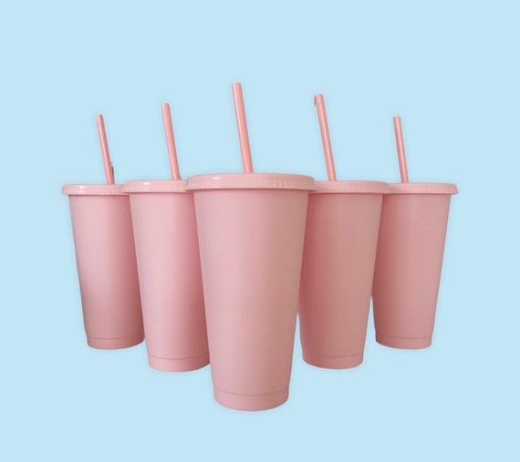 5 pcs Color Changing Cups Tumblers with Lids Straws Reusable Bulk Tumblers  Plastic Cold Cups for Adults Kids 24oz Tumbler 