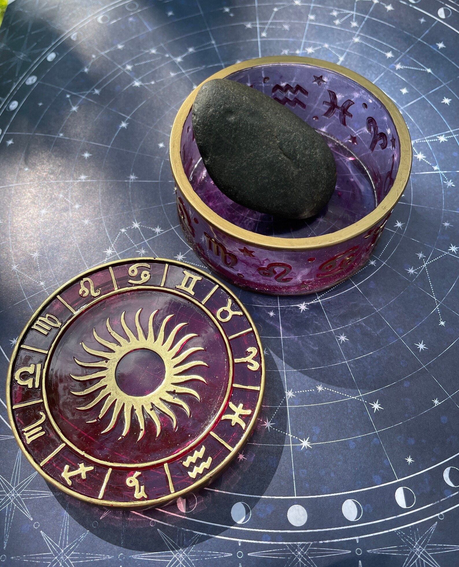 Zodiac Handmade Jewelry Box Astrology Jewelry Box Purple Etsy