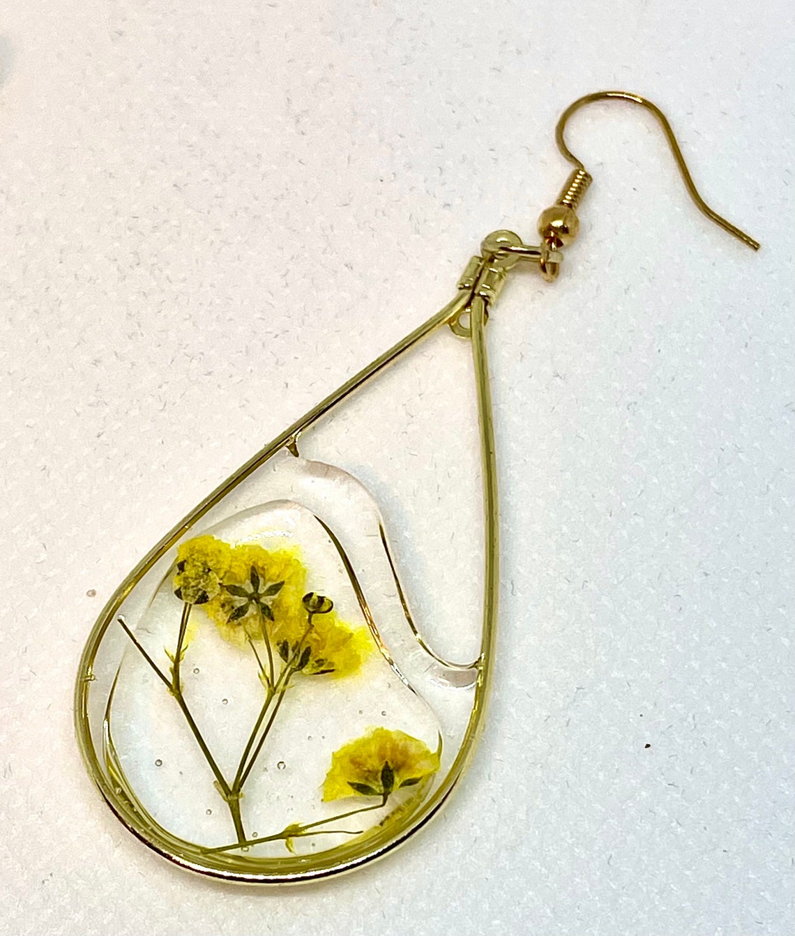 Resin Earrings Yellow Pressed Wildflowers Earrings pressed Etsy
