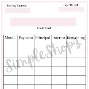 Nowy A6 Debt Tracker SimpleShopz