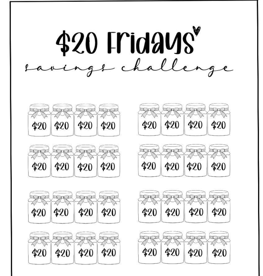 Digital New 20 Dollars Savings Challenge - Etsy