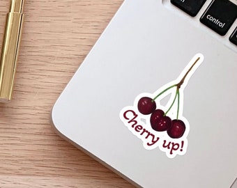 Red Cherry Watercolor Art Sticker | Laptop/Tumbler Red Decal | Mirror Cute Vinyl Sticker Bridesmaid Gift| Funny Fruit Good Vibes Sticker