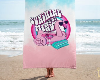 Colorful Pool Party Towel with Fun Retro Pink Design | Bride, Maid of Honor, and Bridesmaid Vacation Beach Towels| Spring Break Towel