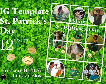 St Patrick's Day Instagram Feed Game Template | Fashion & Beauty Marketing Canva Templates | Boutique Social Media Post | Lucky Coins Posts