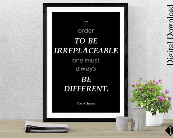 Be Different Black and White Inspiring Quote Printable | Positive Fashion Wall Art | Instant Downloadable Decor| Life Quote Printable Poster