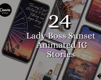 Lady Boss Sunset Inspirational Animated Instagram Story Canva Templates | Entrepreneur Quotes | Motivational Reels Templates