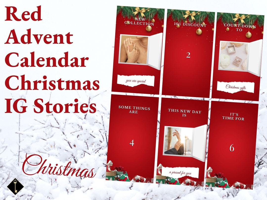 Red Christmas Advent Calendar Instagram Feed Animated Etsy