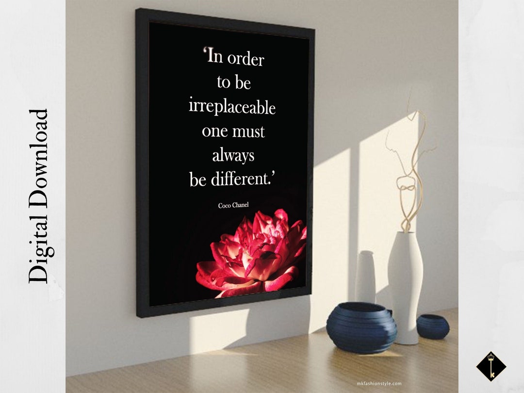 Coco Chanel Quote Wall Decor Printable Empowering Quote Wall Art