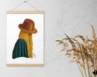 Lucky Gal Spring Woman Illustration Poster Hanger | Fashion Digital Illustration Art Print | Modern Home Office Wall Art Print