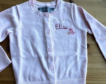 Personalized Pink Embroidered Baby Cardigan Sweater
