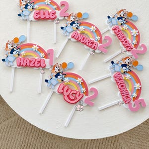 Personalised Triple Layer Bluey Cake Topper Cake Fropper Birthday Bluey Rainbow Cake Topper immagine 6