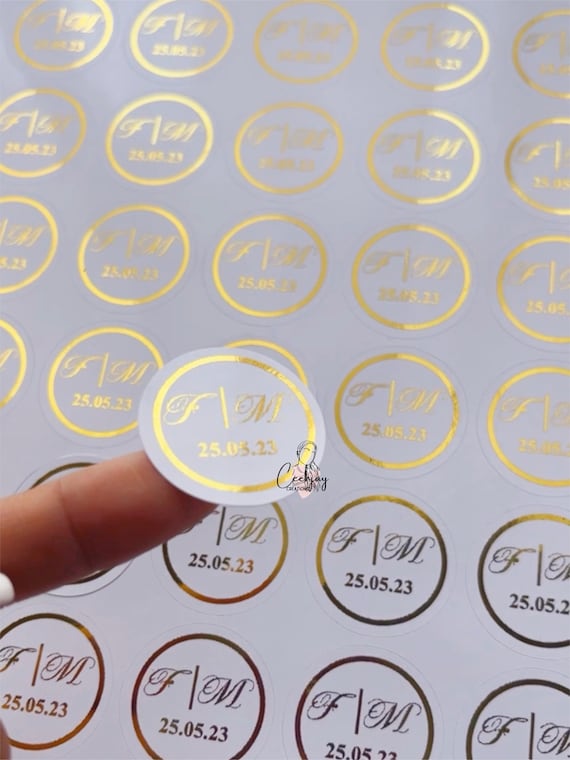 Personalised Foil White Glossy Sticker Paper / Business Foil Stickers / Party Stickers / Baby Shower Foil Stickers / Wedding Foil Stickers