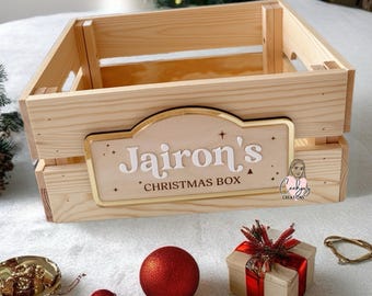 Personalised Christmas Box Crate / Christmas Box / Christmas Crate / Wooden Christmas Box / Christmas Gift / Christmas Tree Decoration