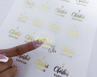 Personalised Foil Clear Stickers / Party Foil Stickers / Wedding Foil Stickers / Business Foil Stickers / Foil Stickers /
