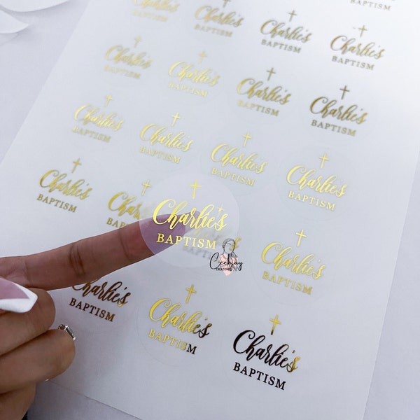 Personalised Foil Clear Stickers / Party Foil Stickers / Wedding Foil Stickers / Business Foil Stickers / Foil Stickers /