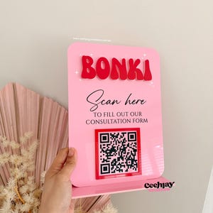 Business Logo QR Code Sign / Rectangular Business Sign QR code Social Media Sign / Simple Elegant Acrylic Business Logo QR Code Sign