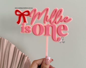 Personalised Bow Cake Topper / First Birthday Cake Topper / One Cake Topper / Cake Smash / Bow Theme / Bow Birthday Party