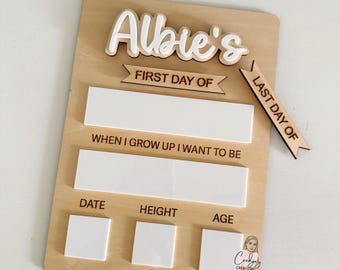 First Day/Last Day Of Board | Personalised Kids Board | Back to School | School Grade board | Kindy Board | Starting School Sign