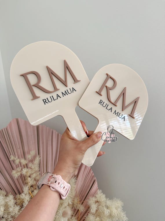 Business Logo Handheld Mirror | Personalised Mirror | Salon Mirror | Beauty and Brows Mirror | Makeup Mirror | Custom Mirror