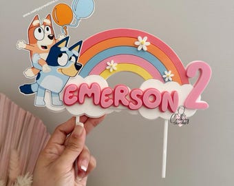 Personalised Triple Layer Dog Cake Topper Cake Fropper Birthday Dog Rainbow Cake Topper