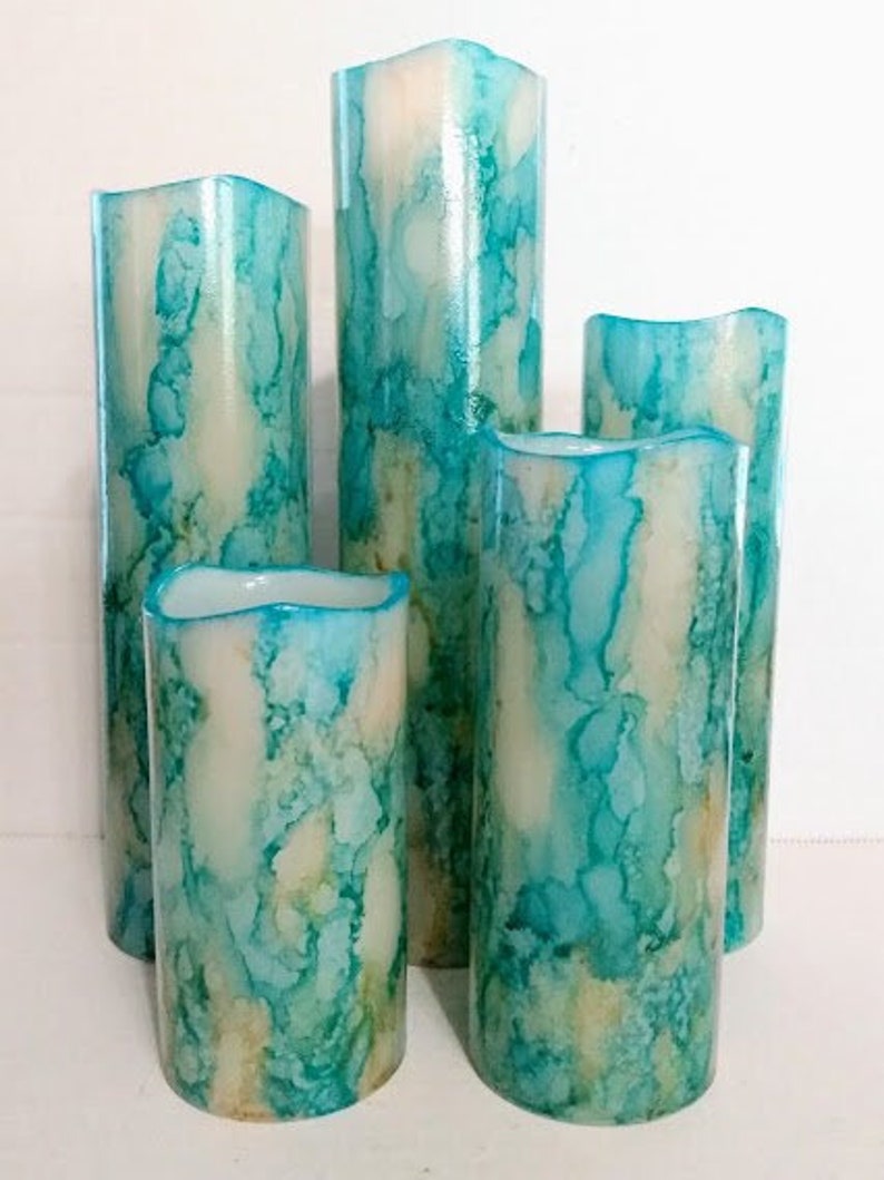 set-of-5-led-wax-candles-hand-painted-with-alcohol-ink-in-a-beach