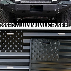 American Flag Patriotic Embossed Aluminum Automotive License Plate.  Made in the USA