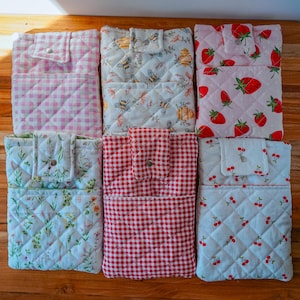 Quilted E-Reader Sleeve | Padded Kindle Case | Protective Tablet Pouch image 3