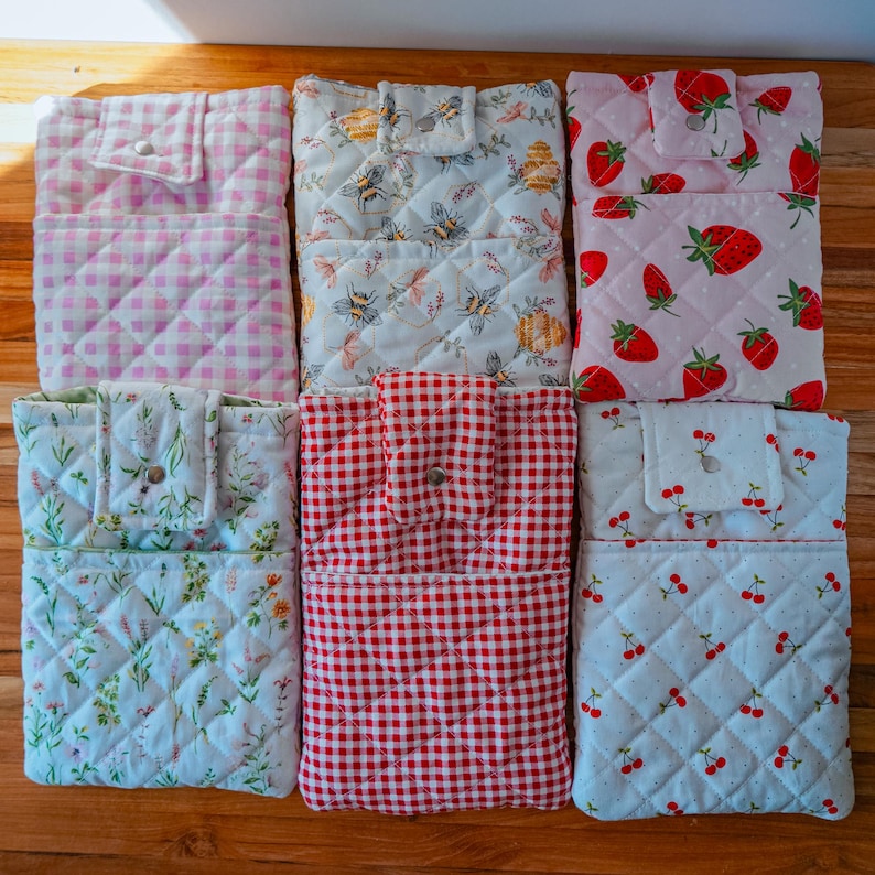Quilted E-Reader Sleeve | Padded Kindle Case | Protective Tablet Pouch image 3