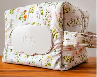 Floral Baby Wipe Pouch | Reusable Travel Wipes Case, Diaper Bag Organizer