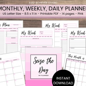 Daily Planner | Weekly Planner | Monthly Planner | Weekly Schedule | Printable PDF Planner | Weekly Organizer | To-Do List | Letter