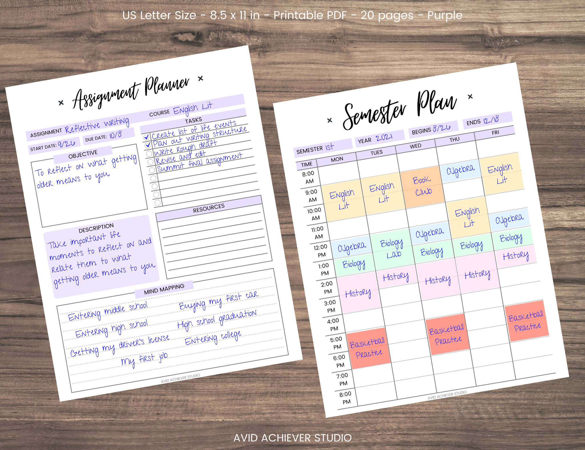 Student Planner Printable Study Organizer Study Planner - Etsy