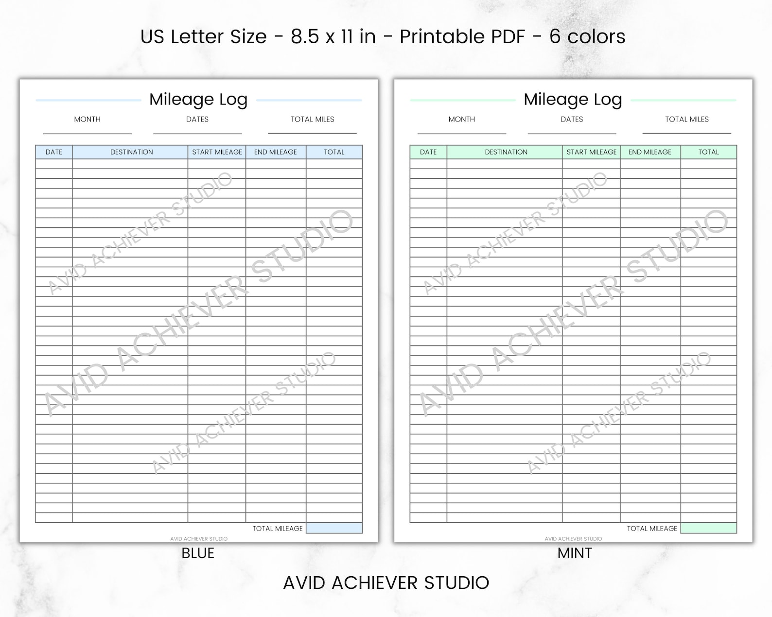 Mileage Tracker Printable | Business Mileage Log | Business Trip Miles ...