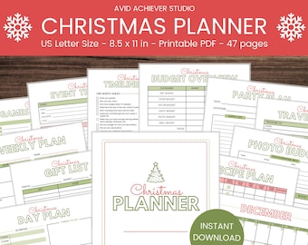Christmas Planner Printable | Holiday Planner | Gift Budget Planner | Christmas Gift List | Xmas Planner | Christmas To Do List | US letter