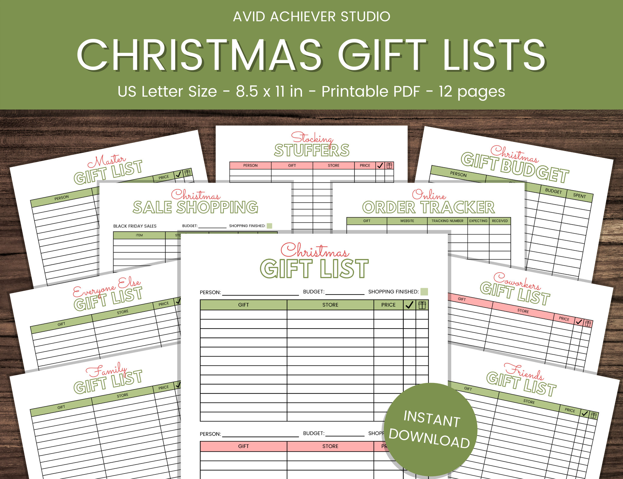 Christmas Gift List Printable | Gift Tracker | Christmas Gift Checklist | Gift Budget | Xmas Planner, Christmas To Do List, Holiday Shopping