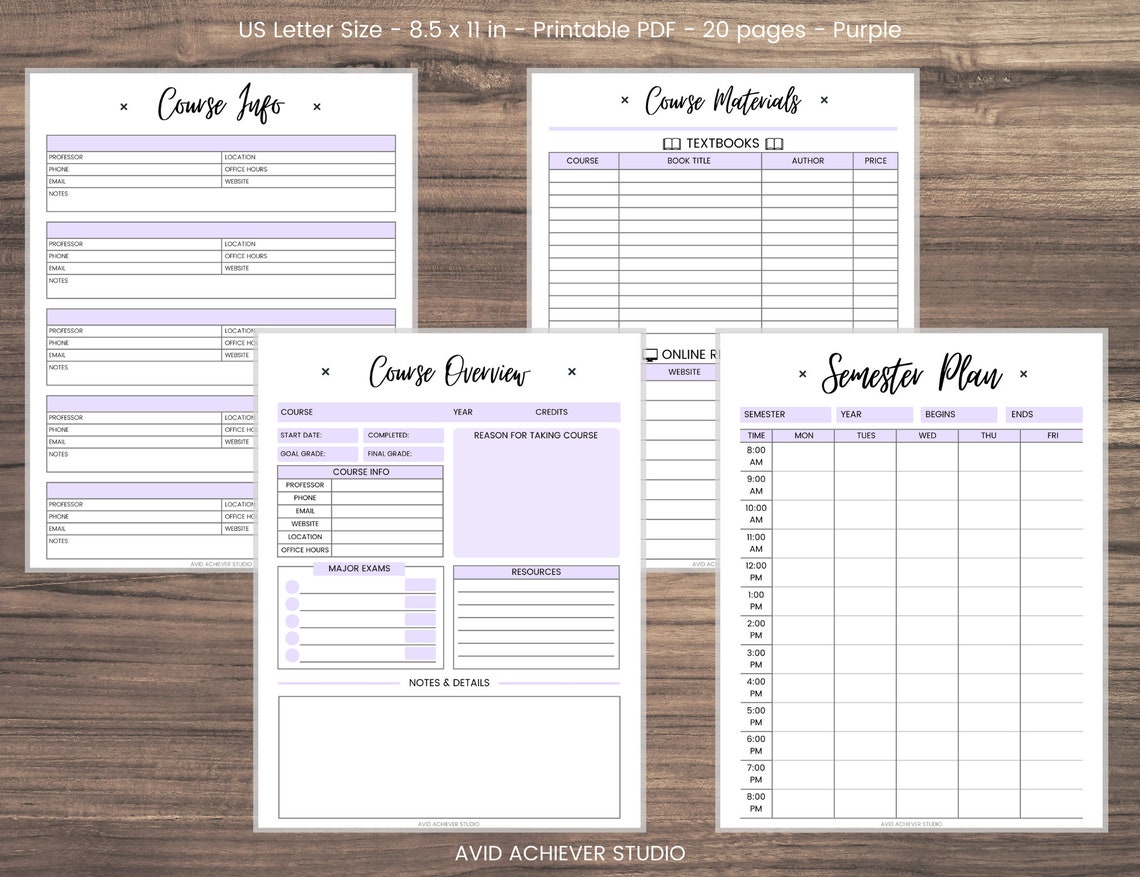 Student Planner Printable Study Organizer Study Planner - Etsy