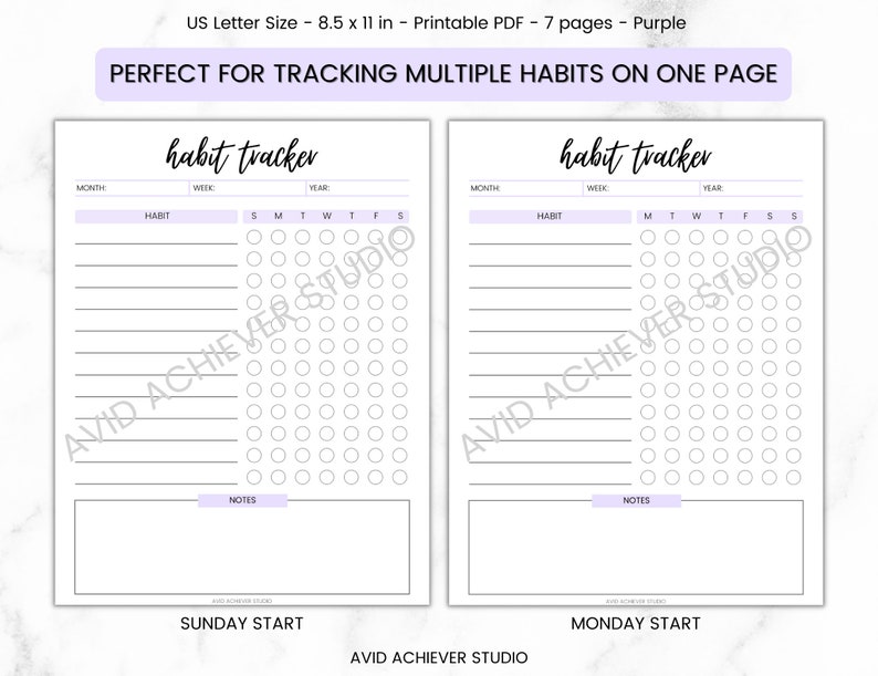 Daily Habit Tracker | Printable PDF Planner | Mental Health | Self-care | Therapy Journal ...