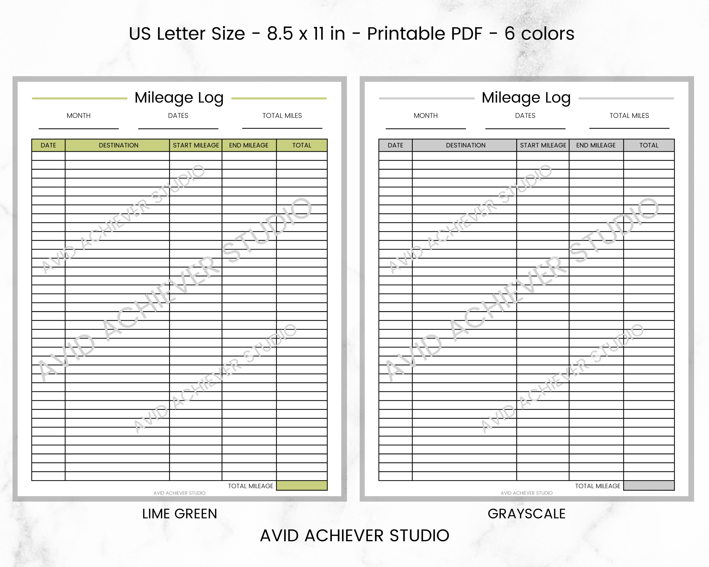 Mileage Tracker Printable | Business Mileage Log | Business Trip Miles ...