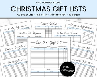 Kerstcadeaulijst afdrukbaar | Cadeautracker | Checklist voor kerstcadeaus | Cadeaubudget | Kerstplanner, kersttakenlijst, vakantieinkopen