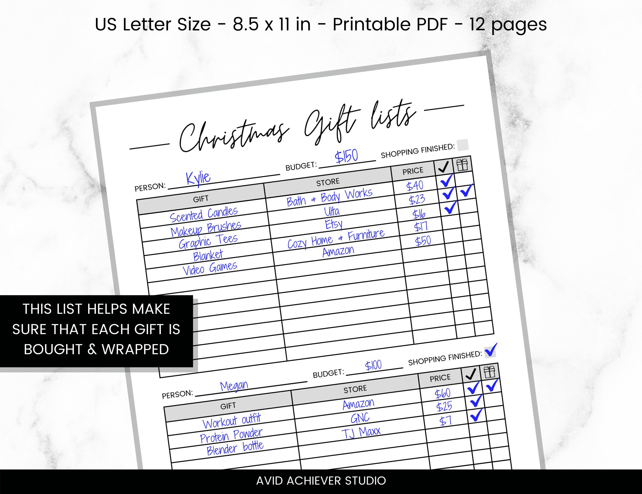Christmas Gift List Printable Gift Tracker Christmas Gift Checklist