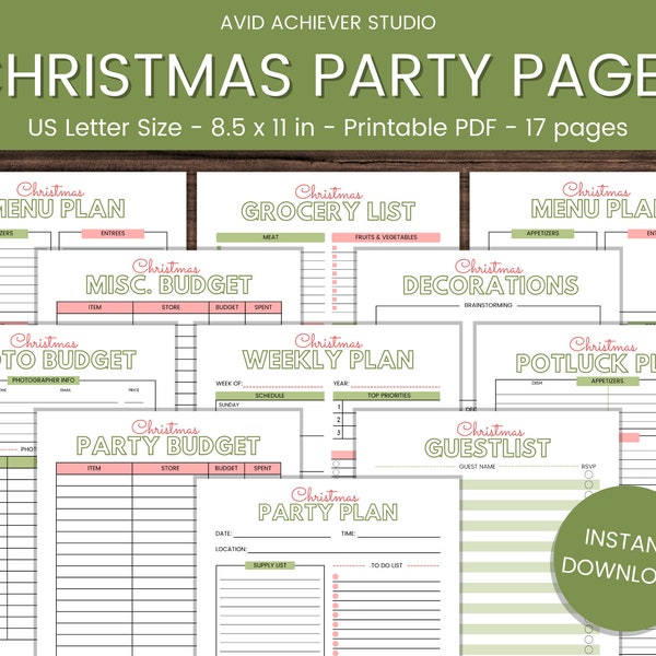 Christmas Party Planner | Christmas Planner | Holiday Planner | Holiday Party | Xmas Party | Christmas To Do List | Christmas Party | PDF