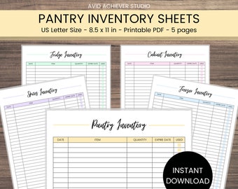 Pantry Inventory | Food Inventory | Fridge Inventory | Freezer Inventory | Spices Inventory | Printable PDF | Kitchen Organization