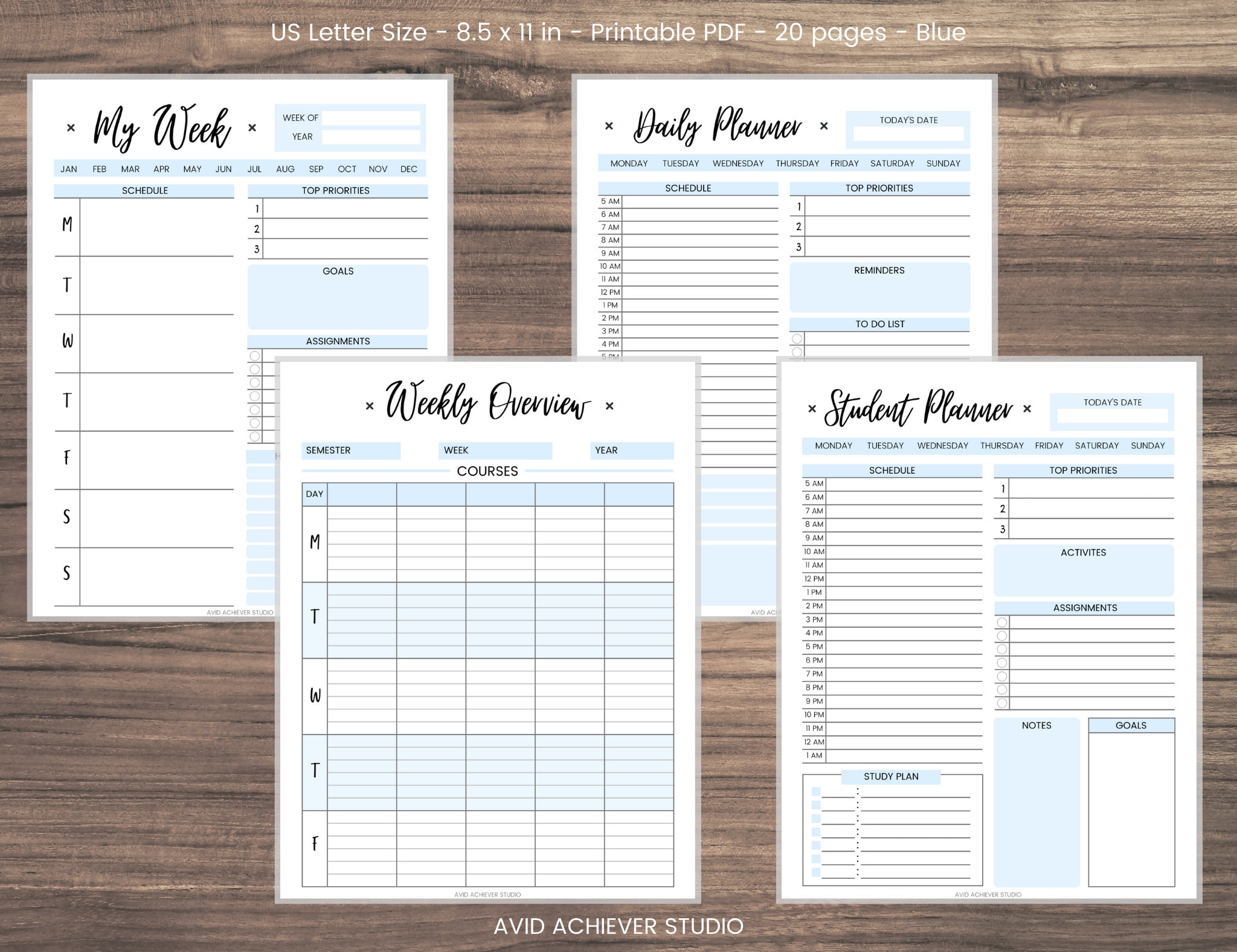 Student Planner Printable Study Organizer Study Planner School Planner ...