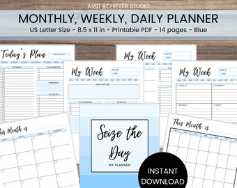 Daily Planner | Weekly Planner | Monthly Planner | Weekly Schedule | Printable PDF Planner | Weekly Organizer | To-Do List | Letter