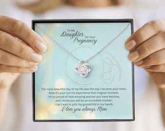 Do mojej córki w ciąży, prezent na baby shower dla córki, prezent dla córki w ciąży od mamy, prezent dla przyszłej mamy, naszyjnik z węzłem miłości