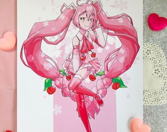 Cherry miku mini print