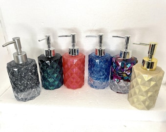 Resin soap or lotion dispenser in unique designs