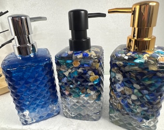 Resin soap or lotion dispenser in unique designs