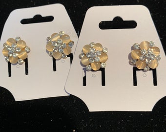 Ivory and rhinestone post earrings