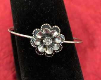 Braccialetto floreale in argento con strass: gioielli di moda regolabili
