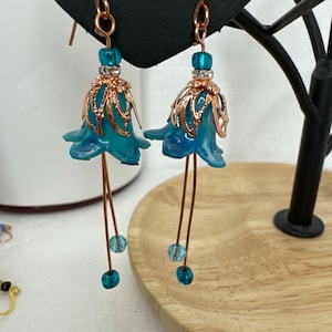 Hand painted lucite flower tulip earrings image 1